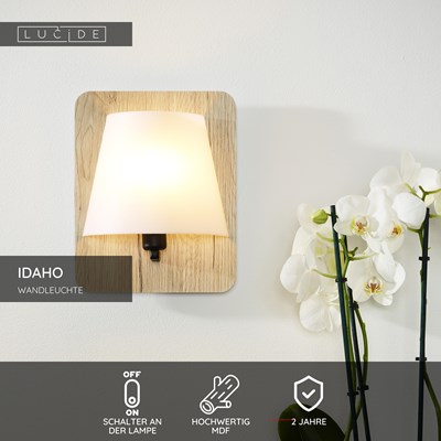 Lucide IDAHO - Wandleuchte - 1xE14 - Helles Holz